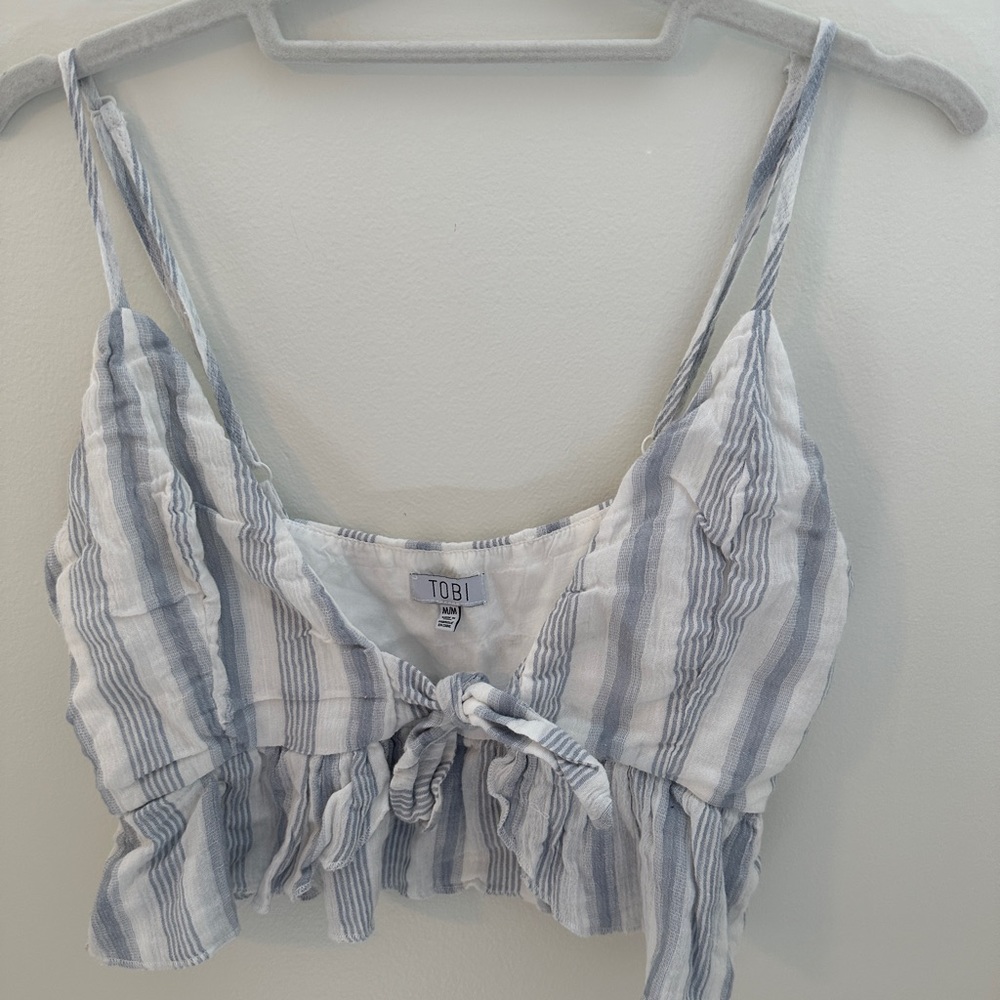 Tobi Striped Cropped Tank Size Medium